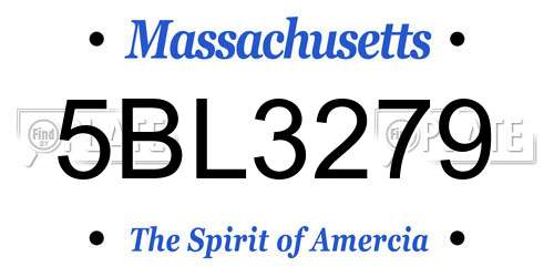 5BL3279 Massachusetts License Plate