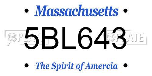5BL643 Massachusetts License Plate
