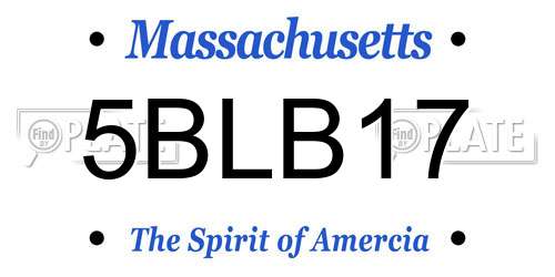 5BLB17 Massachusetts License Plate