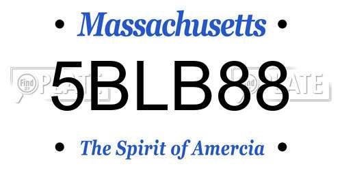 5BLB88 Massachusetts License Plate