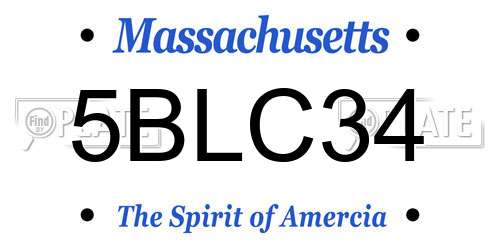 5BLC34 Massachusetts License Plate