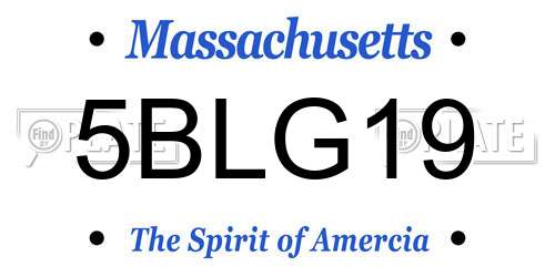 5BLG19 Massachusetts License Plate