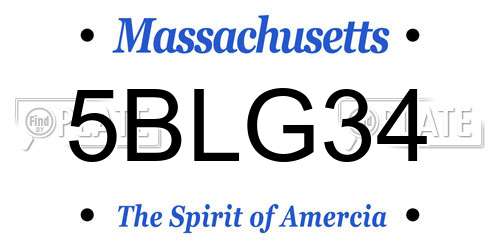 5BLG34 Massachusetts License Plate