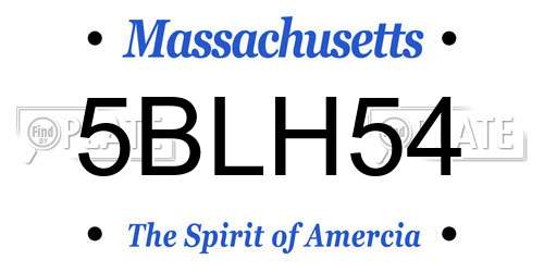 5BLH54 Massachusetts License Plate