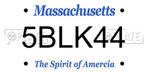 5BLK44 Massachusetts License Plate