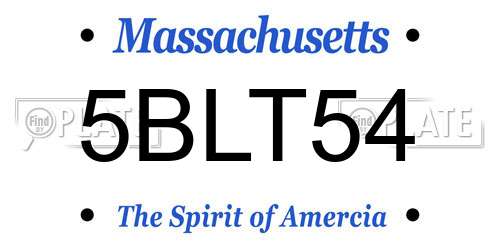 5BLT54 Massachusetts License Plate