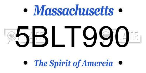 5BLT990 Massachusetts License Plate