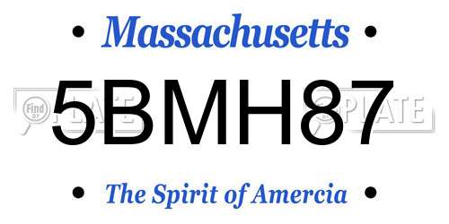 5BMH87 Massachusetts License Plate