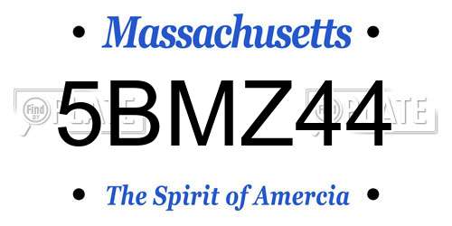 5BMZ44 Massachusetts License Plate
