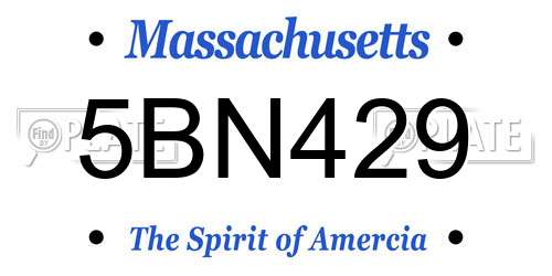 5BN429 Massachusetts License Plate
