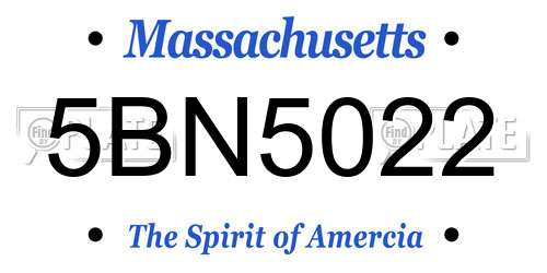 5BN5022 Massachusetts License Plate