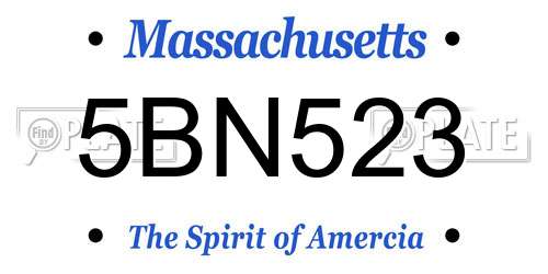 5BN523 Massachusetts License Plate