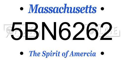 5BN6262 Massachusetts License Plate