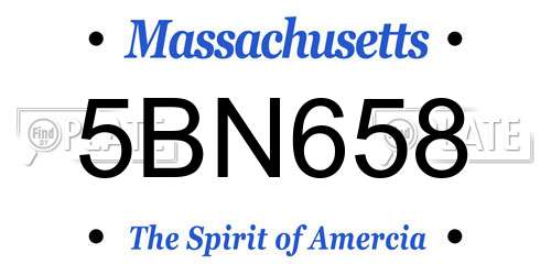 5BN658 Massachusetts License Plate