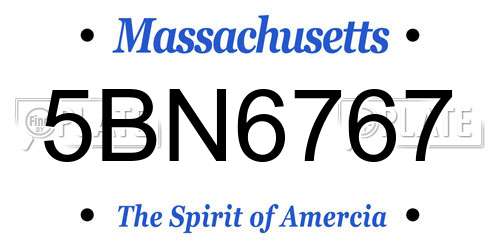 5BN6767 Massachusetts License Plate