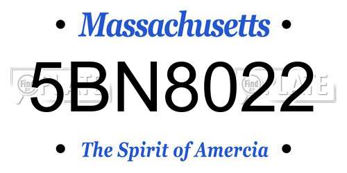 5BN8022 Massachusetts License Plate