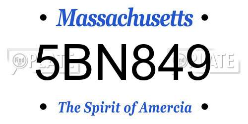 5BN849 Massachusetts License Plate