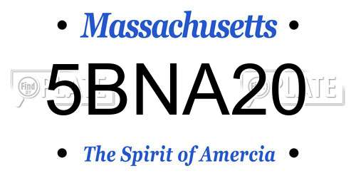 5BNA20 Massachusetts License Plate