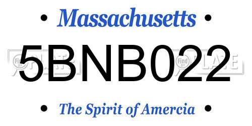 5BNB022 Massachusetts License Plate