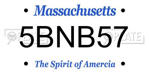 5BNB57 Massachusetts License Plate