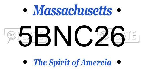 5BNC26 Massachusetts License Plate