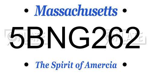 5BNG262 Massachusetts License Plate