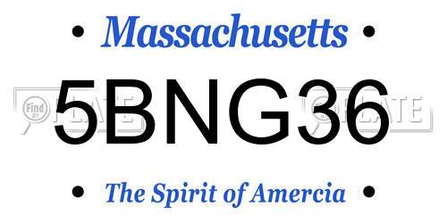 5BNG36 Massachusetts License Plate