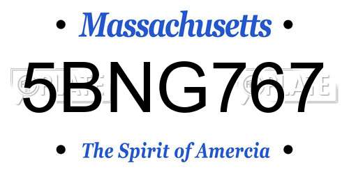 5BNG767 Massachusetts License Plate