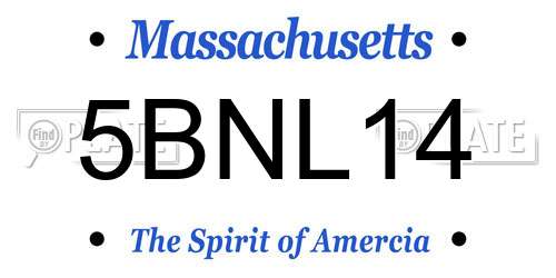 5BNL14 Massachusetts License Plate