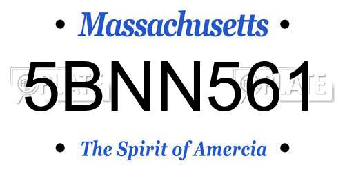 5BNN561 Massachusetts License Plate