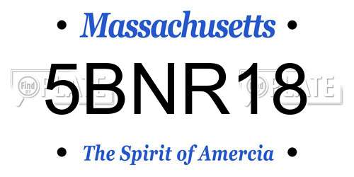 5BNR18 Massachusetts License Plate