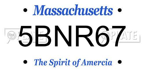 5BNR67 Massachusetts License Plate