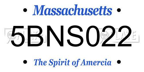 5BNS022 Massachusetts License Plate