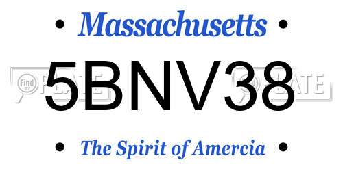 5BNV38 Massachusetts License Plate