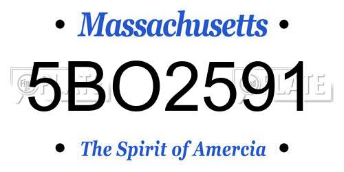 5BO2591 Massachusetts License Plate