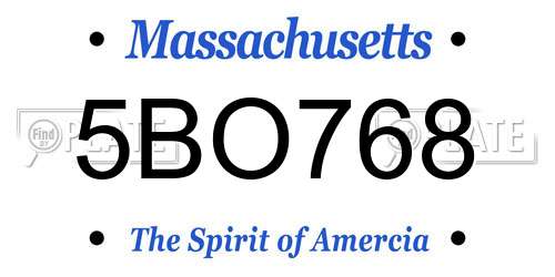 5BO768 Massachusetts License Plate