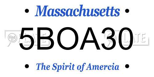 5BOA30 Massachusetts License Plate