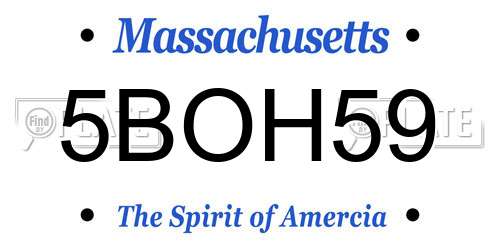 5BOH59 Massachusetts License Plate