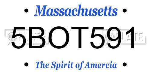5BOT591 Massachusetts License Plate