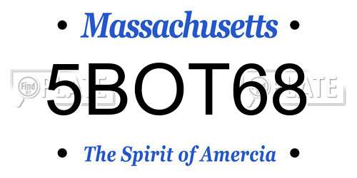 5BOT68 Massachusetts License Plate