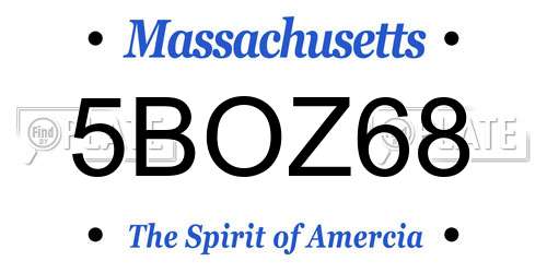 5BOZ68 Massachusetts License Plate