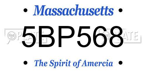5BP568 Massachusetts License Plate