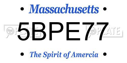 5BPE77 Massachusetts License Plate