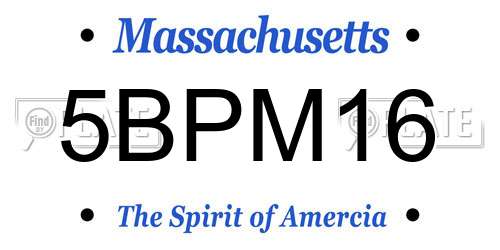 5BPM16 Massachusetts License Plate