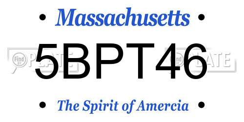 5BPT46 Massachusetts License Plate