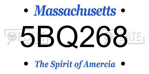 5BQ268 Massachusetts License Plate