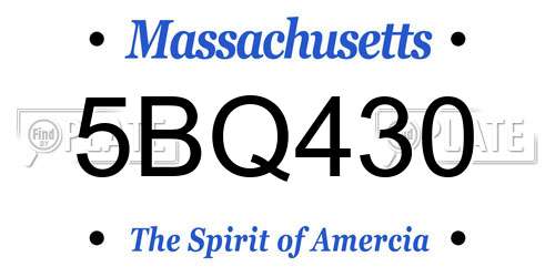 5BQ430 Massachusetts License Plate