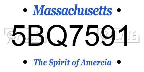 5BQ7591 Massachusetts License Plate