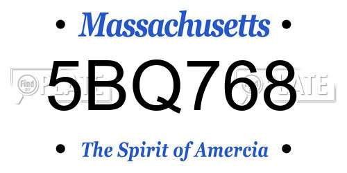 5BQ768 Massachusetts License Plate