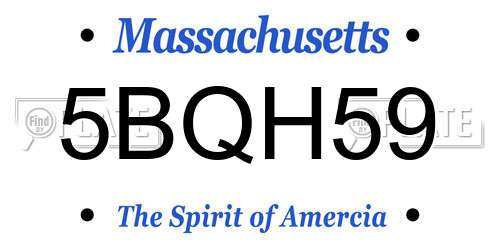 5BQH59 Massachusetts License Plate